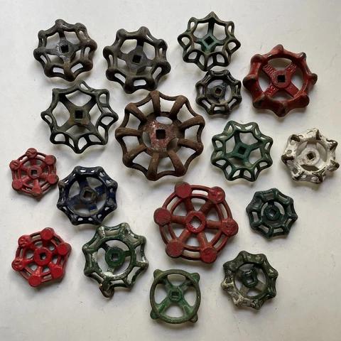 Lot 17 Vintage Faucet Handles Valve Handles Spigot Steam Punk #7 Exc Cover