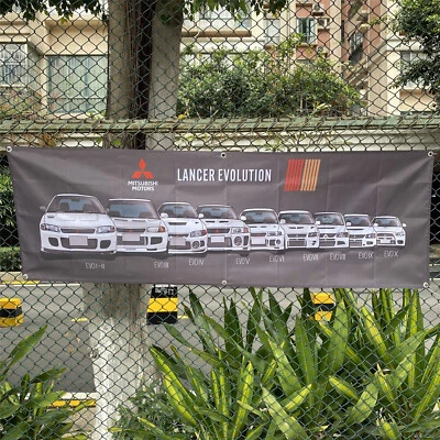 Mitsubishi Banner Lancer EVO 1 To 10 Gan Flag Ralliart JDM Tapestry Poster 2x6ft - Image 1 of 3