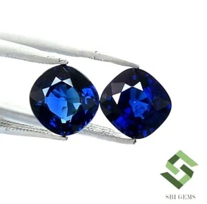 6x6 mm Certified Natural Blue Sapphire Cushion Cut Pair 2.18 CTS Loose Gemstones - Picture 1 of 6