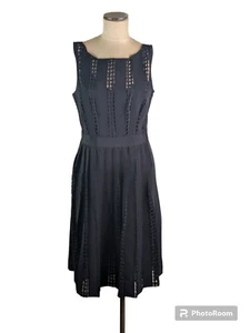 Moschino Cheap & Chic Black Eyelet Pleated Dress, Sz 12, EUC - Picture 1 of 4