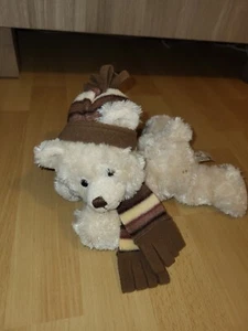 Sunkid Plüschtier Bär Teddy Teddybär Mütze Liegend Stofftier Kuscheltier 25cm - Bild 1 von 5