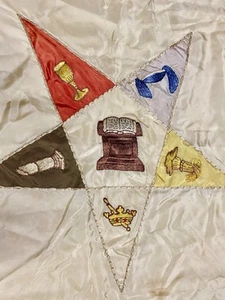 Antiker Freimaurer Orden Oststern bestickt Satin Fransen Flagge 61 x 34 - Bild 1 von 10