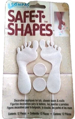 Apliques de seguridad antideslizantes para bañeras 12 pegatinas vintage en forma de T pies blancos  Foto 1 de 4