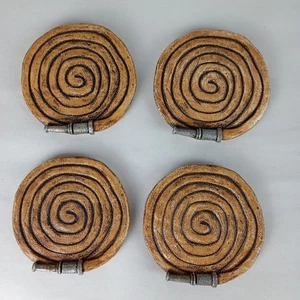 Juego de 4 posavasos de manguera de bombero enrollados sin soporte 3,5" - Imagen 1 de 3