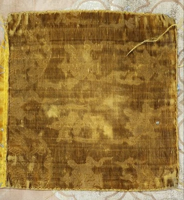 Антикварная китайская бархатная панель династии Мин шелковой огранки 20 X 20 см - Изображение 1 из 4