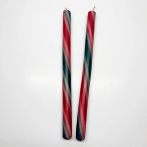 Vintage Candy Swirl Taper Candles Red Green - Picture 1 of 5