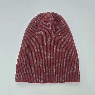 Gorro Gucci Rojo Borgoña Lana Cosida Unisex Monograma Foto 1 de 4