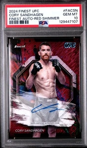2024 TOPPS FINEST UFC FINEST AUTOGRAPHS FACSN CORY SANDHAGEN RED SHIMMER PSA 10 - Picture 1 of 3