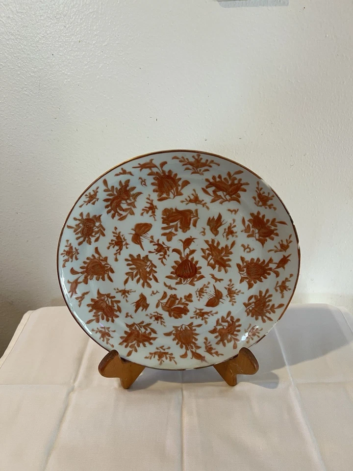 Antique Chinese Export 9-1/2" Porcelain Dinner Plate Sacred Birds & Butterfly  - Image 1 of 4