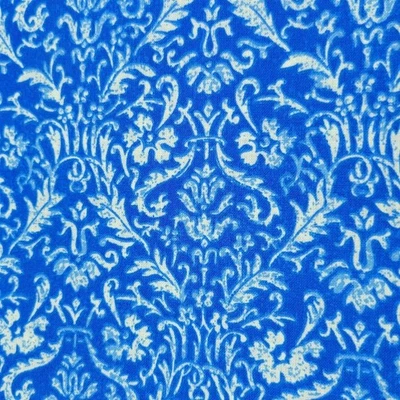 Damask Blue White Floral Cotton Fabric Sewing Quilting Craft Material 1 Yard - Image 1 of 3