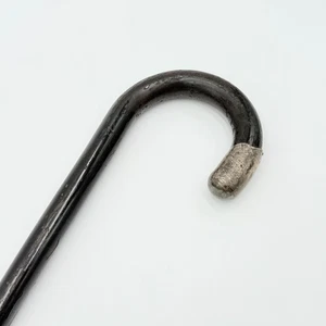 Antique Silver-Capped Wooden Crook Cane – Hallmarked AR, 90.5cm - Picture 1 of 17