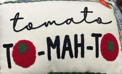 Embroidered Tomato Lumbar Throw Pillow 14" x 10" | Bullseye's Playground™ | NWT - Image 1 of 3