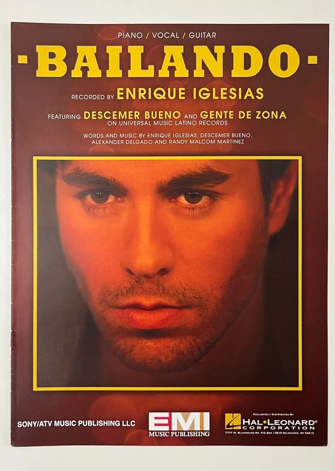 2014 Bailando Enrique Iglesias Latin Radio Pop Piano Vocal Guitar Sheet Music - Image 1 of 3