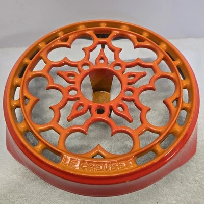 Vtg Le Creuset Flame Orange Ombre Cast Iron Enamel Trivet 8" France Pedestal - Image 1 of 4