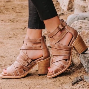 Sandalias de tacón Freebird CLAW marrón envejecido con tiras talla 8 - Imagen 1 de 13