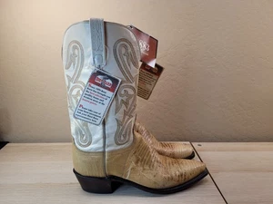 Lucchese Lizard Exotic Leather Western Boots Tan/Beige/Ivory Mens 10 M/B NWT - Picture 1 of 10
