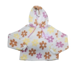 Barbie Plush Fleece Hoodie Cropped  Flower Floral Women's Junior Size M Medium - Picture 1 of 4