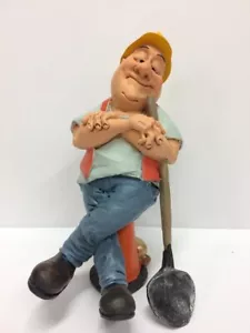 CARICATURA (24) Miniatura Resina 16cm Mestieri Vagabondo LAVORATORE Pubblico - Picture 1 of 1