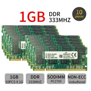 Kingston 10GB 10x 1GB DDR 333Mhz PC-2700 KVR333X64SC25/1G Laptop Memory SDRAM AB - Picture 1 of 6