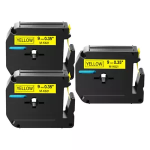 3PK Label Tape for Brother P-Touch M-K621 MK621 M621 Black on Yellow 12mm - Picture 1 of 24
