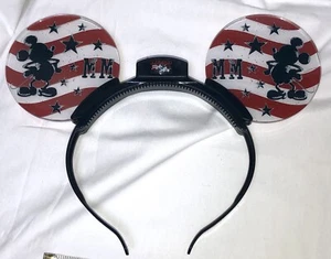 Diadema brillante orejas iluminadas de Mickey de los parques de Disney bandera de Estados Unidos - Imagen 1 de 6