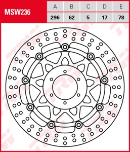 Disco freno TRW MSW236 Flotante Honda VFR800 Goldwing 1800 Delantero - Imagen 1 de 1