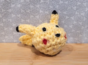 Pokemon Pikachu Ball Head Handmade Amigurumi Crochet Mini Plush Toy 2" - Picture 1 of 7