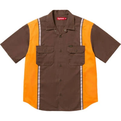 Camisa de trabajo Supreme reflectante a rayas S/S marrón Foto 1 de 2