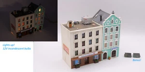 2x Mixed Use City Buildings Built Up Weathered Detailed Lighted N Scale + BONUS - Picture 1 of 17