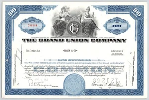 1962 The Grand Union Company 100 Aktien Stammaktienzertifikat blau - Bild 1 von 2