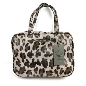 Vince Camuto Makeup Case Leopard Travel Hanging Organizer Faux Leather Brand New