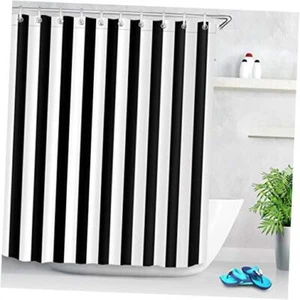 Black and White Shower Curtain,Striped Bathroom Curtain,60x72 inch 60''Wx72''L - Picture 1 of 7