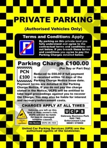 No Parking Sign Private Parking Sign Car Park Enforcement No Wheel Clamp Gift - Picture 1 of 1