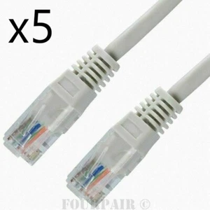 5 Pack Lot - 25ft CAT5e Ethernet Network LAN Router Patch Cable Cord Wire Gray - Picture 1 of 2