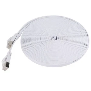New 25' Category 7 Cat7 Network Ethernet LAN Patch Flat Cable Cord White 25 ft - Picture 1 of 6