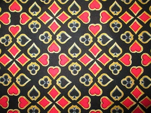 DECK OF CARDS PLAYING CARD SUITS GAMES CHANCE COTTON FABRIC BTHY - Picture 1 of 5