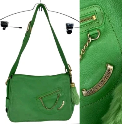 Bolso de Hombro Vintage Y2K Juicy Couture Mujer Cuero Guijarro Verde Hierba Foto 1 de 4