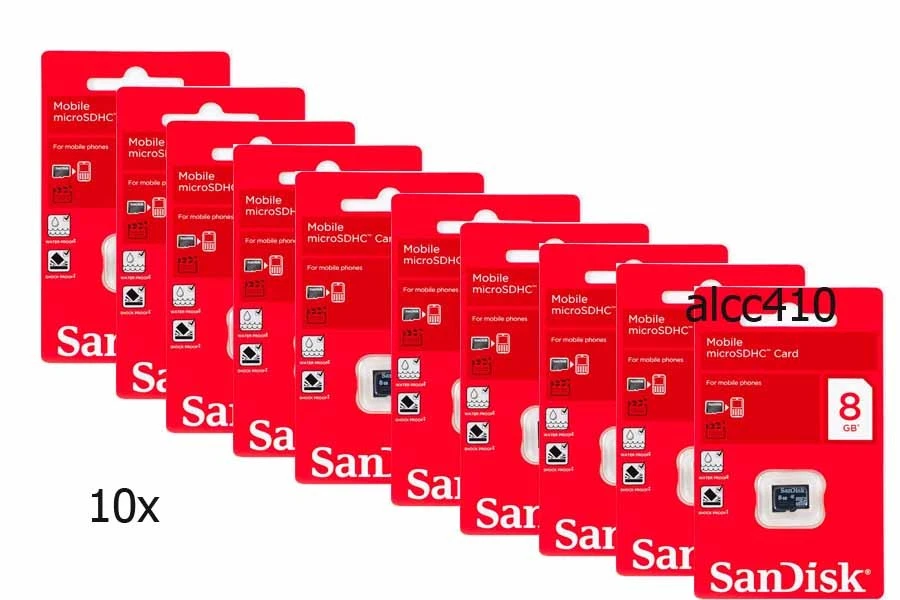 10x SanDisk 8GB Micro SD SDHC 8G Memory Card Class 4 Retail Lot of 10pcs Genuine - Image 1 of 1