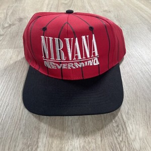 Vintage Nirvana Nevermind Hat  Snapback NEW Music Grunge Red Black Stripe Cap