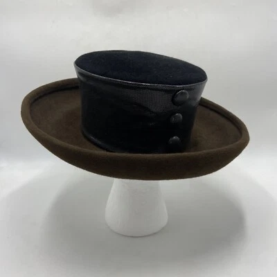 Sombrero de diseñador de moda de lujo vintage Eric Javits - negro marrón Foto 1 de 4