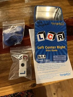 The Original LCR Left Center Right Dice Game Blue Tin George & Company - Image 1 of 4