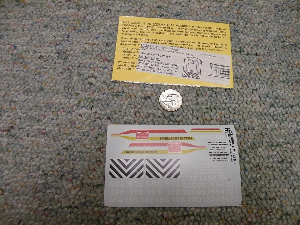 Miller Herald King  decals HO L-612 Family Lines dk grey diesel switcher J66 - Image 1 of 1