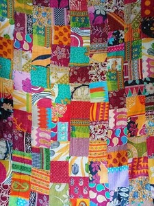 Indian Handmade Quilt Vintage Patchwork Kantha Bedspread Throw Cotton Blanket - Picture 1 of 3