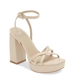 NEW BP Block Heel Platform Sandal Ankle Strap Vacation Tavey Sexy Nude Beige 12 - Picture 1 of 12