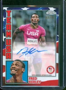 2024 Topps Chrome U.S. Olympic & Paralympic Team Fred Kerley Refractor Auto /76 - Bild 1 von 2