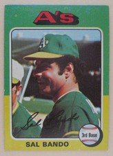 SAL BANDO Oakland A's 1975 TOPPS BASEBALL CARD #380