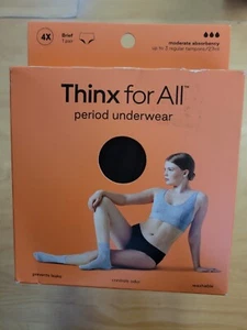 Thinx for All Women's Moderate Absorbency Brief Period Underwear Size 4X Black - Picture 1 of 10