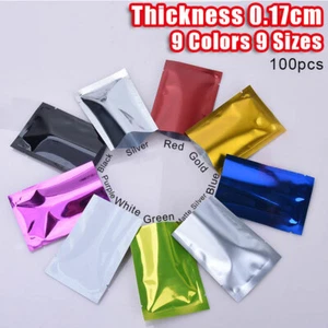 100x Mylar Open Top Aluminum Foil Bag Heat Seal Vacuum Food Grade Pouch 9 Sizes - Picture 1 of 18