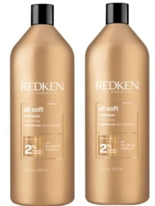 REDKEN ALL SOFT SHAMPOO 1 LITRE X 2 SHAMPOO FOR DRY HAIR - Picture 1 of 3