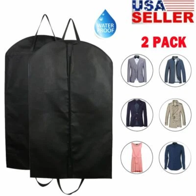 2PCS Garment Bag Suit Coat Hanging Storage Cover Dustproof Travel Reusable Men - Image 1 of 4